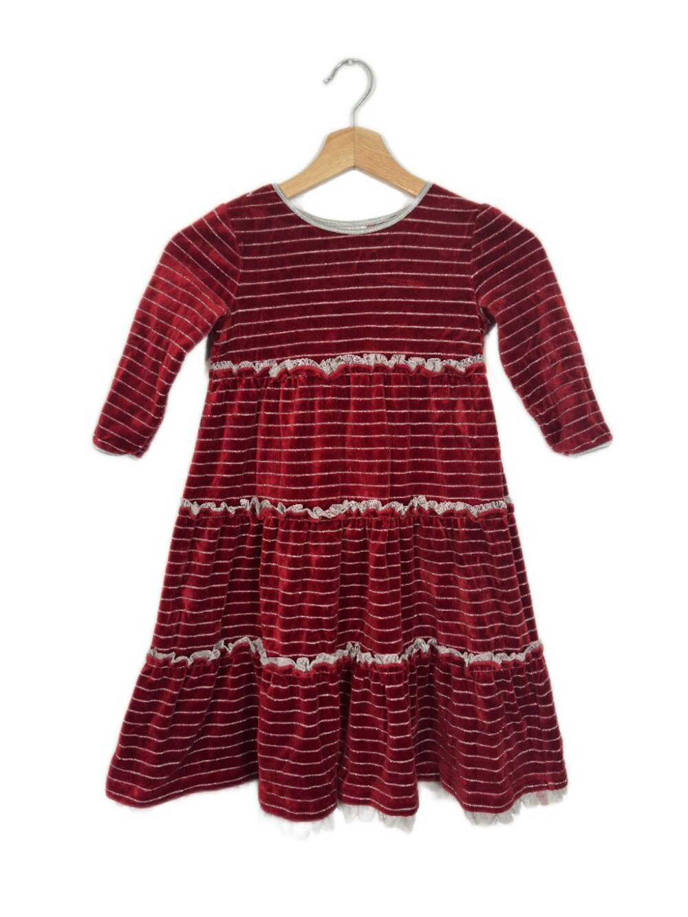 Hanna Andersson Girls Holiday Dress Christmas Tiered Ruffle Cotton Size 7 Red